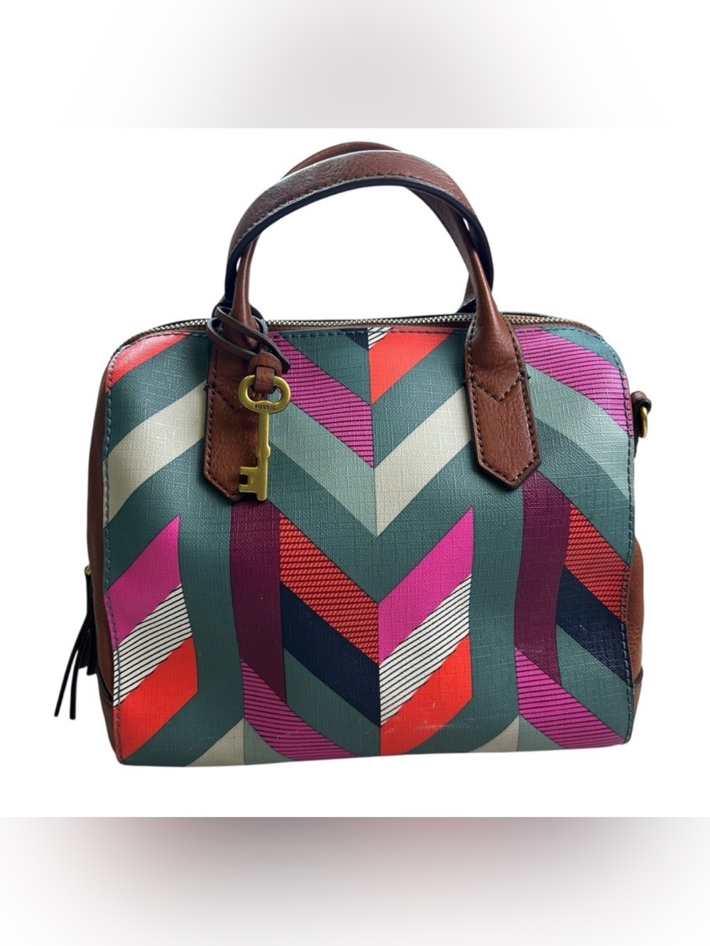 Fossil Fiona Multicolor Chevron Handbag Purse
